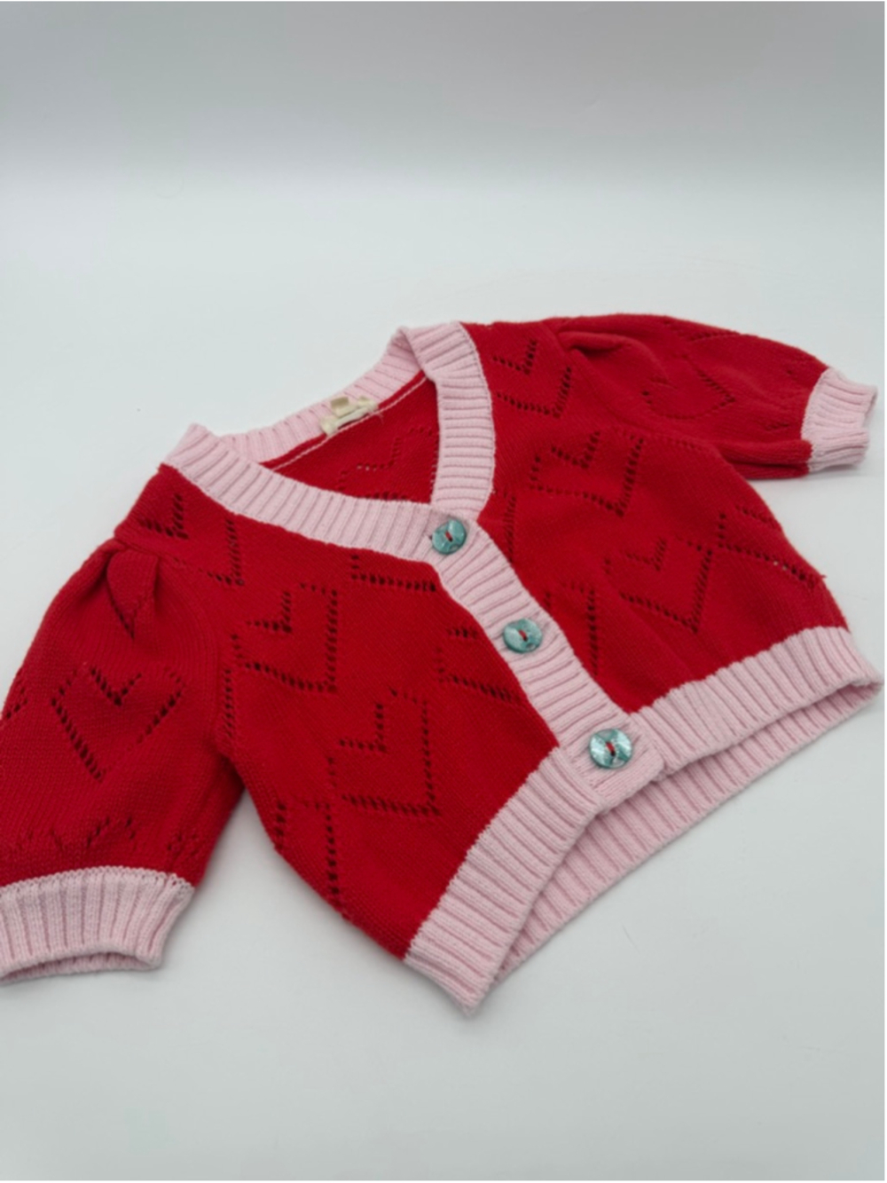 FOXTALE Red Pink Hearts Cardigan Sweater Size 4